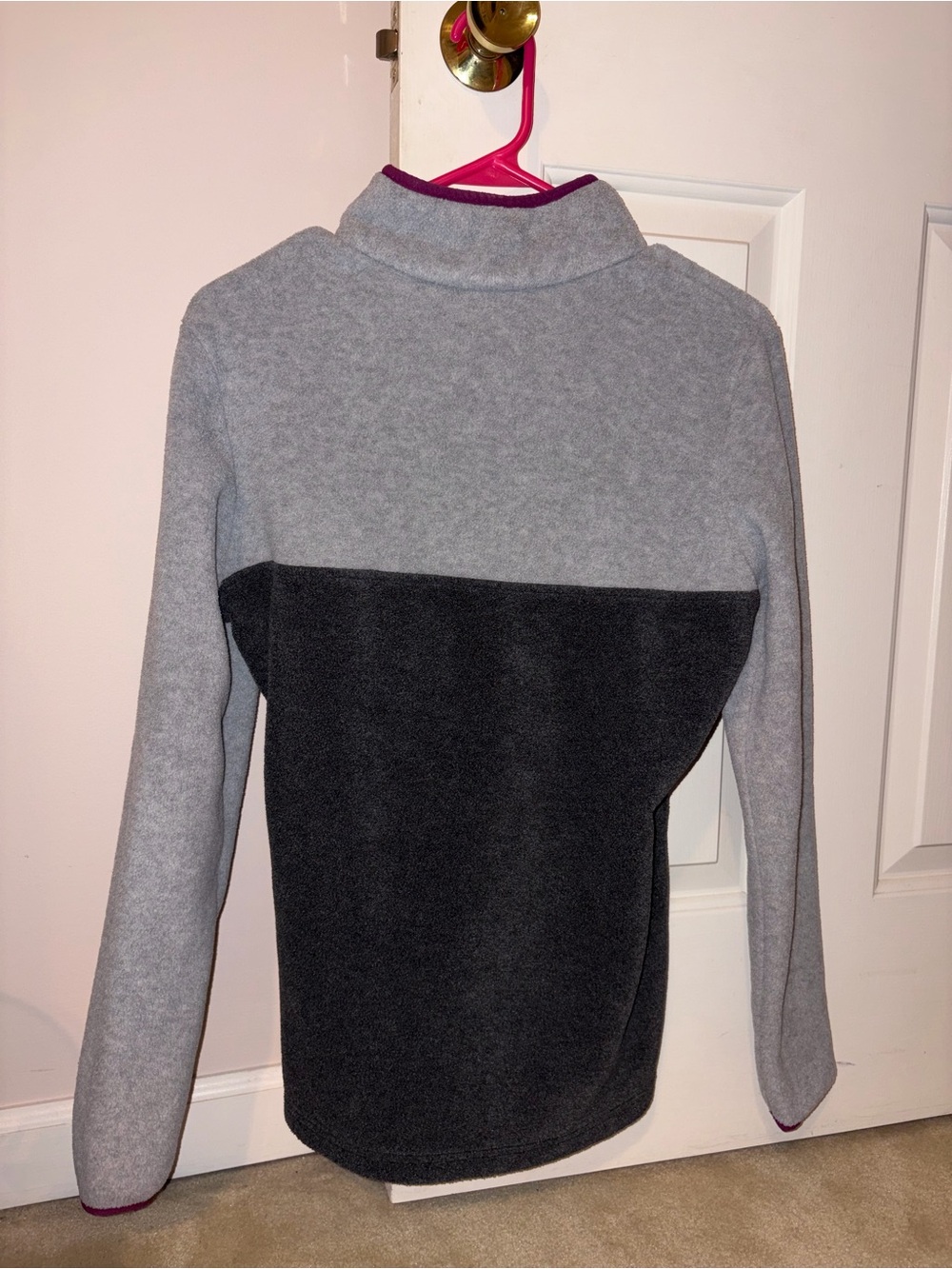 Columbia Gray & Charcoal Fleece Pullover with Plum Snap Placket - Picture 4 of 7
